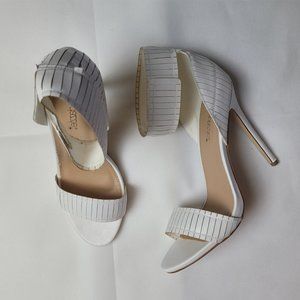 White Ankle Strap Stiletto Shoedazzle Heels 10US